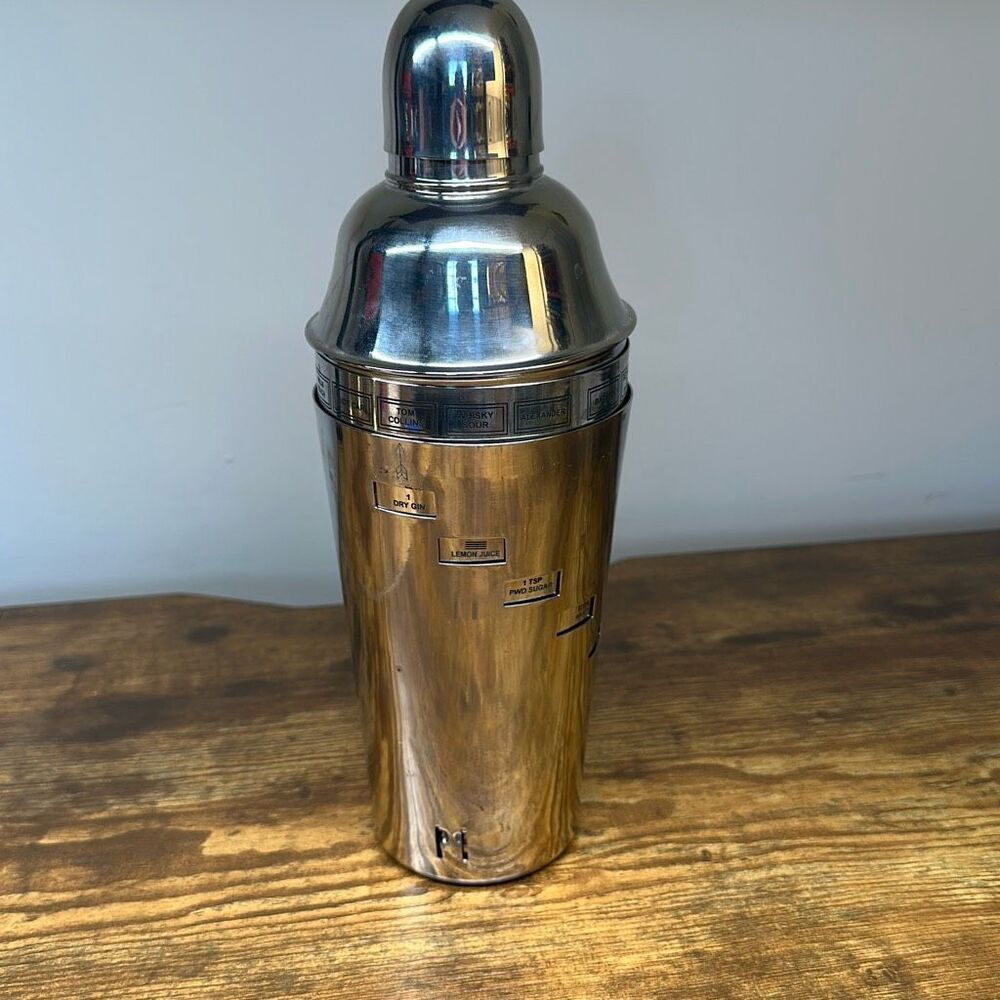 Pottery Barn Dial a Drink Cocktail Shaker 11” Stainless Steel